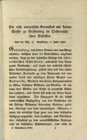 Die allerneuesten Wasserkuren : eine Quartalschrift, welche das Neueste aus der Wasserheilkunde und Nachrichten von ihren Fortschritten im In- und Auslande liefert ; eine Heilschrift für jedermann. 18 = N.F., H. 6. [1837]