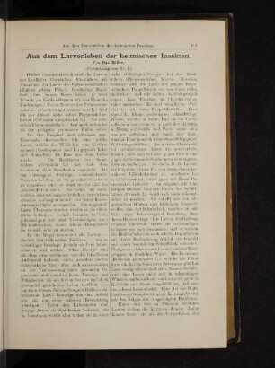 Aus dem Larvenleben der heimischen Insekten.