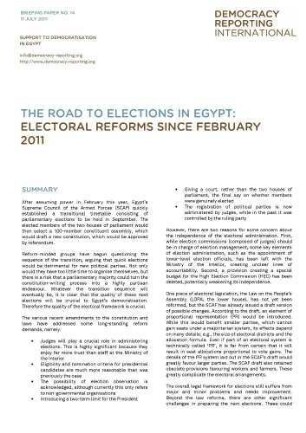 The road to elections in Egypt : electoral reforms since February 2011