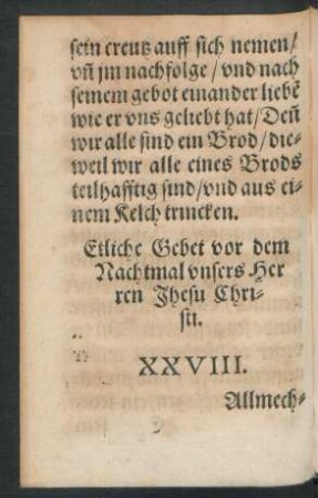 Etliche Gebet vor dem Nachtmal unsers Herren Jhesu Christi. XXVIII. - XXX.