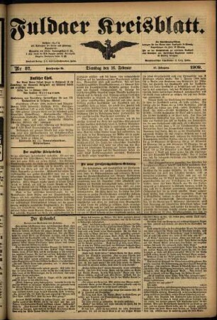 Ausgabe vom Dienstag, den 16. Februar 1909.