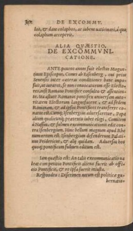 Alia Quaestio. De Excommunicatione.