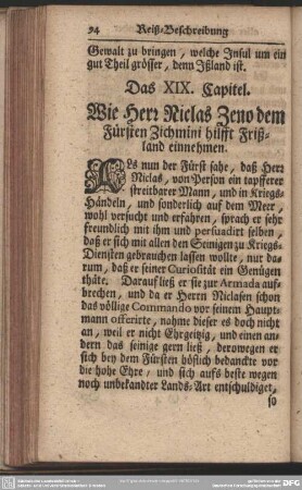 Das XIX. Capitel. Wie Herr Niclas Zeno dem Fürsten Zichmini hilfft Frißland einzunehmen