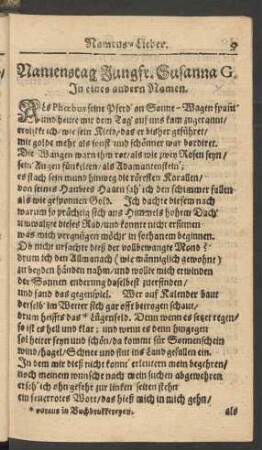 Namenstag Jungfr. Susanna G. In eines andern Namen
