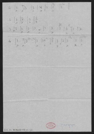 [Dirigierzettel zu Symphony no. 3 von Serge Prokofieff]