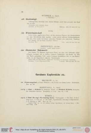Gerahmte Kupferstiche (Nr. 221-234)