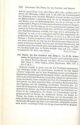 357-358 [Rezension] Walter, Franz, Mäßigkeit und Trunksucht