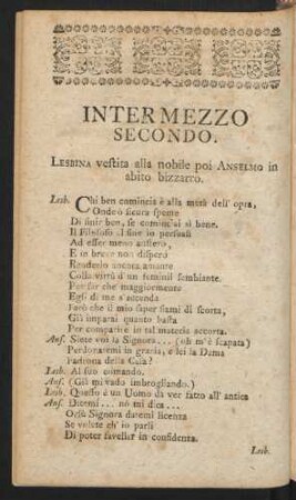 Intermezzo Secondo. Zweytes Zwischenspiel