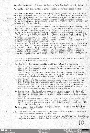Vorschlag zur Einrichtung eines sozialen Wehrersatzdienstes