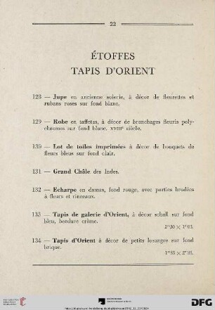 Étoffes - Tapis d‘Orient (Nr.128-137)
