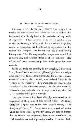 Art. IV. - Literary Unions - Vasari.