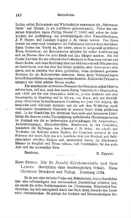 Stange, Hans :: Die St. Jacobi-Kirchenschule und ihre Lehrer, Geschichte einer hamburgischen Schule : Hamburg, Christians, 1934