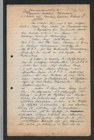Protokolle Einzelsitzungen der 24. Generalversammlung des ADF 1907 in Hamburg
