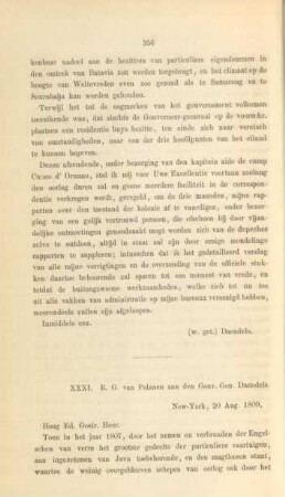 XXXI. R. G. van Polanen aan den Gouv.-Gen. Daendels... 20 Aug. 1809