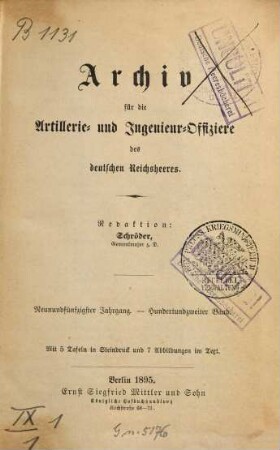 Archiv für die Artillerie- und Ingenieur-Offiziere des deutschen Reichsheeres. 102, 102 = Jg. 59. 1895