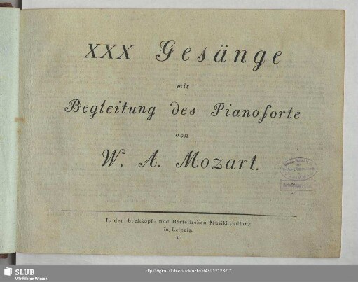 5: XXX Gesänge mit Begleitung des Pianoforte