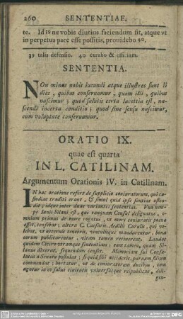 Oratio IX. quae est quarta In L. Catilinam. Argumentum Orationis IV. in Catilinam
