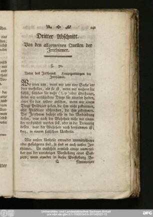 Dritter Abschnitt. Von den allgemeinen Quellen der Irrthümer.
