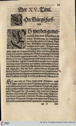 Titul XV. Von Bürgschaften