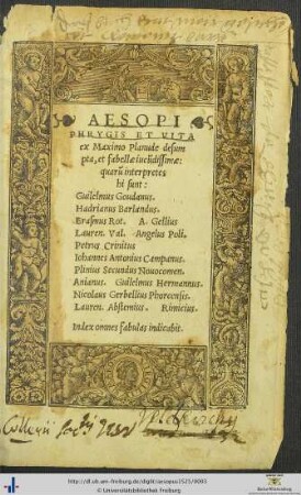 AESOPI PHRYGIS ET VITA ex Maximo Planude desumpta, et fabellae iucundissimae