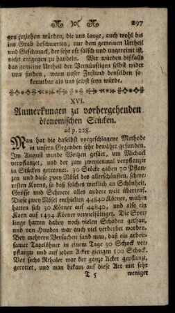 XVI. Anmerkungen zu vorhergehenden ökonomischen Stücken. ad p. 228