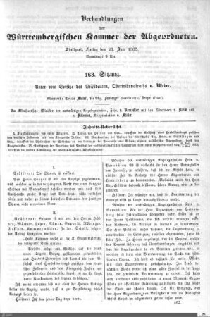 163. Sitzung, Stuttgart, 23.6.1865
