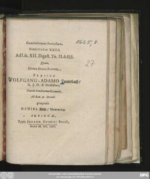 Conclusionum Forensium Exercitatio XXIII. Ad Lib. XII. Digest. Tit. II. & III.