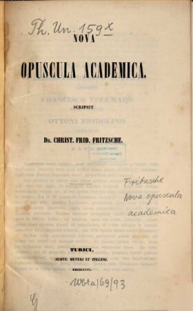 Nova opuscula academica