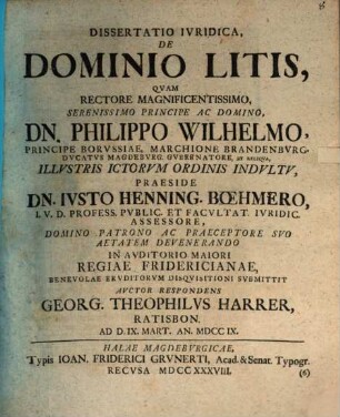 Diss. iur. de dominio litis