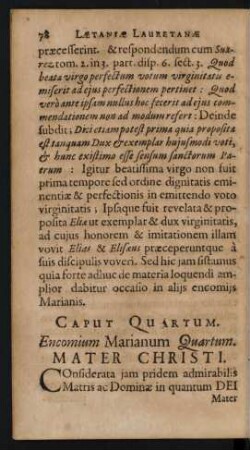 Caput. Quartum. Encomium Marianum Quartum. Mater Christi.