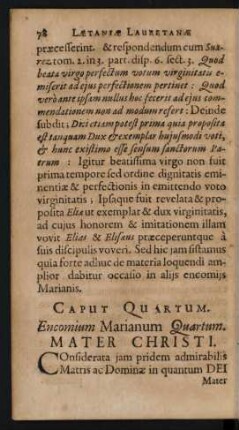 Caput. Quartum. Encomium Marianum Quartum. Mater Christi.