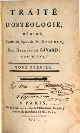 Traité D'Ostéologie, 1
