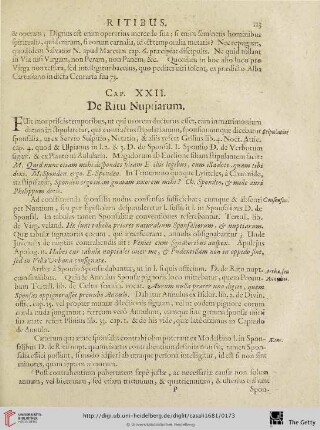 Cap. XXII: De Ritu Nuptiarum.
