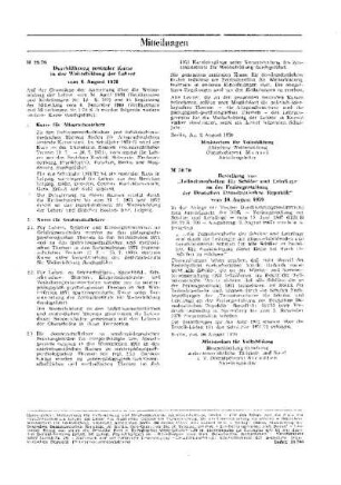 Durchführung zentraler Kurse in der Weiterbildung der Lehrer : 29/70 vom 6, August 1970 ; [Mitteilungen]
