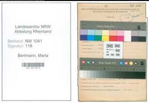 Entnazifizierung Maria Bertmann , geb. 09.10.1892 (Lehrerin)