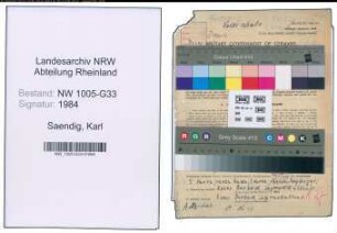 Entnazifizierung Karl Saendig , geb. 25.07.1890 (Rektor)