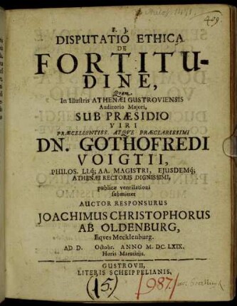 Disputatio Ethica De Fortitudine
