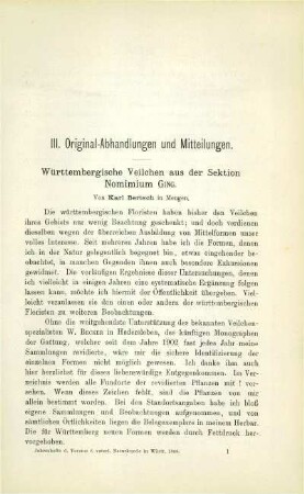 Württembergische Veilchen aus der Sektion Nomimium GING.