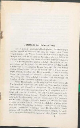I. Methode der Untersuchung.