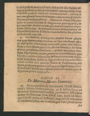 Caput II. De Materia Meriti Dominici.