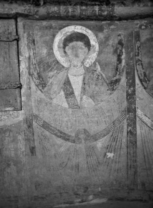 Traditio legis, umgeben von Heiligen, Aposteln und Märtyrern — Darstellung von Heiligen: Abdon, Sennen, Dorotheus, Gorgon, Sebastien, Sergius, Bacchus, Dionysius und Quintianus — Darstellung eines unbekannten Heiligen