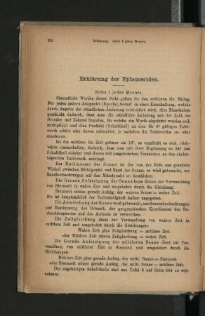Erklärung der Ephemeriden.