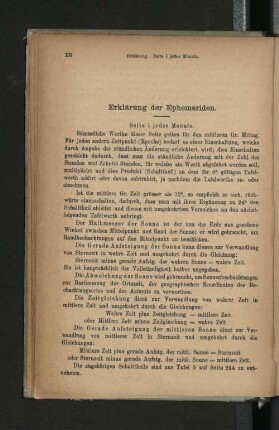 Erklärung der Ephemeriden.
