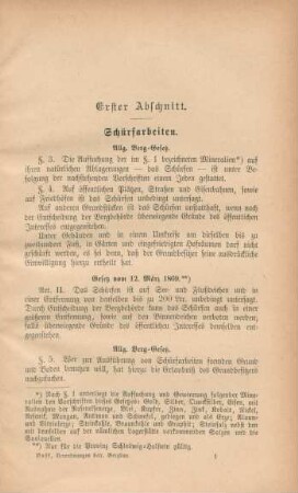 Erster Abschnitt. Schürfarbeiten.