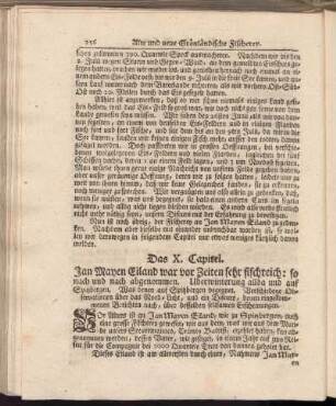 Das X. Capitel. Jan Mayen Eiland war vor Zeiten sehr fischreich ...