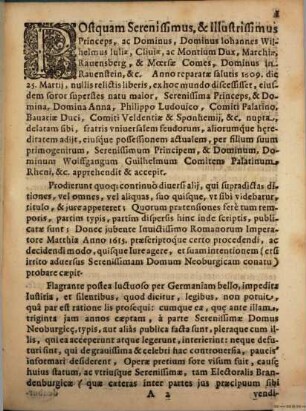 Brevis Dedvctio Ivris, Qvod Serenissimae Domvi Palatino Neobvrgicae, Contra Serenissimam Domvm Electoralem Brandenbvrgicam In ditionibus Iuliacensibus Cliuensibus & appertinentibus, &c. competit