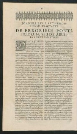 Joannis Rivii Atthendoriensis Tractatus De Erroribus Pontificiorum, Seu De Abusibus Eccelsiasticis.