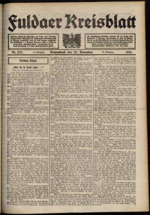 Dritte Ausgabe vom Samstag, den 25. November 1911.