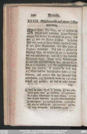 XXXIX. Glückwunsch auf einen Namenstag.