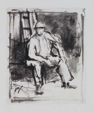 Sitzender Arbeiter, frontal